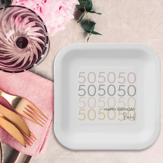 モダン50シンプル誕生日紙プレート ペーパープレート