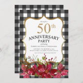 モダン50周年アニバーサリー バッファロープライド レッドフラワール 招待状 (正面/裏面)