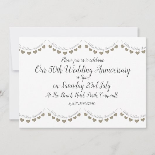 モダン50周年 ゴールデンウェディングアニバーサリー 招待状 (正面)