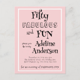 モダン50歳とファビュラス ピンク50歳の誕生日パーティー ポストカード