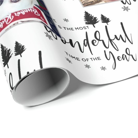 モダン6カスタムフォトドッグ白黒タイポグラフィ ラッピングペーパー (ロールコーナー)