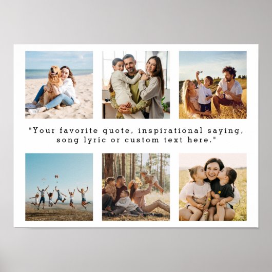 モダン6パーソナライズされたフォトコラージュカスタム引用文 ポスター (正面)