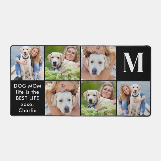 モダン6フォトコラージモノグラパーソナライズされたム デスクマット (正面)