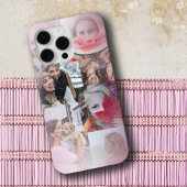 モダン6枚フォトコラージュ ブラッシュピンク iPhoneケース