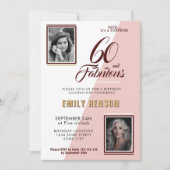 モダン60とファビュラス2 フォト 60歳の誕生日 招待状 (正面)