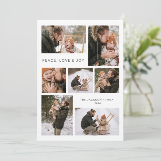モダン7家族写真クリスマス フラットホリデーカード シーズンカード (スタンド正面)