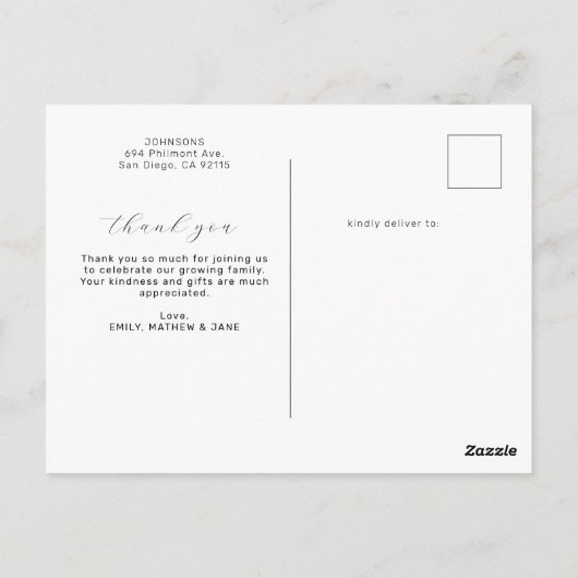 モダン7数々の枚の写真コラージュの誕生発表 ポストカード (裏面)