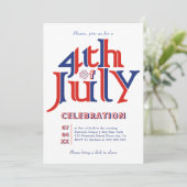 モダン7月4日タイポグラフィ 招待状 (スタンド正面)