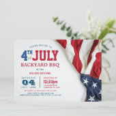 モダン7月4日バックヤードBBQ USA国旗 招待状 (スタンド正面)