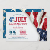 モダン7月4日バックヤードBBQ USA国旗 招待状 (正面/裏面)