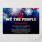 モダン7月4日パーティー 箔招待状 (正面)