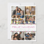 モダン7枚フォトコラージュ Feliz Navidad ライト シーズンカード (正面)