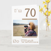 モダン70おもしろい感動的誕生日写真 カード (黄色い花)