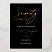 モダン70とファビュラス70歳のブラックバースデーパーティー 箔招待状 (正面)