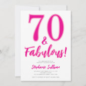 モダン70とファビュラス ピンクの70歳の誕生日パーティー 招待状 (正面)