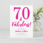 モダン70とファビュラス ピンクの70歳の誕生日パーティー 招待状 (スタンド正面)