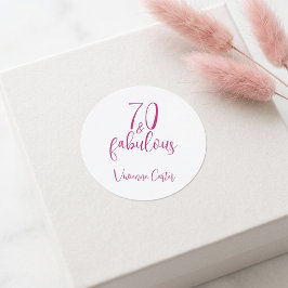 モダン70とファビュラス ピンク 70歳の誕生日パーティー ラウンドシール