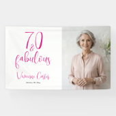 モダン70とファビュラス ピンク 70歳の誕生日パーティー 横断幕 (横)