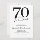 モダン70ファビュラス・スクリプト 70歳の誕生日 招待状 (正面)