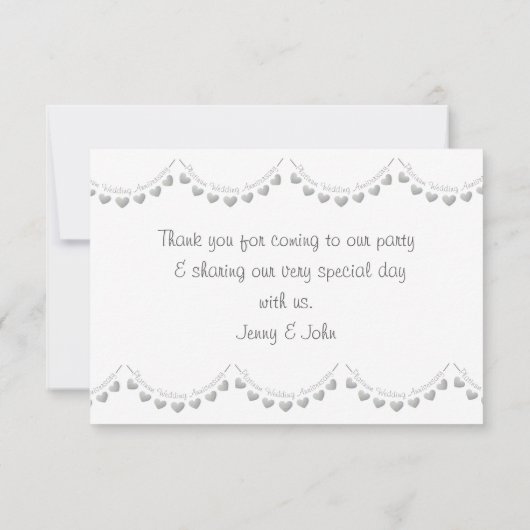 モダン70周年プラチナ結婚記念日バンティング サンキューカード (裏面)