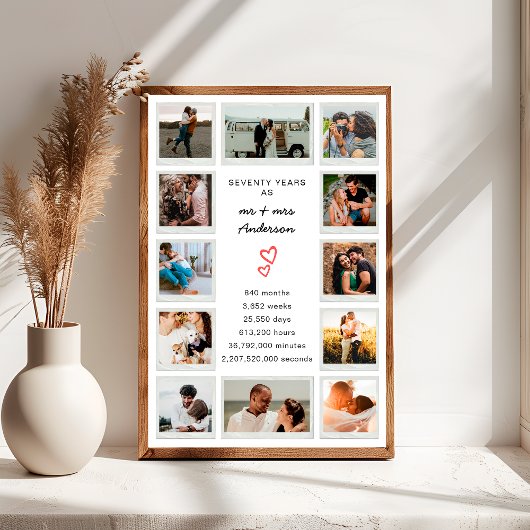 モダン70周年記念写真カスタムコラージュ ポスター