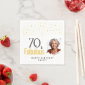 モダン70歳の誕生日お祝い写真 スタンダードカクテルナプキン (インサイチュ)