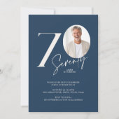 モダン70歳の誕生日フォトマイルストーン 招待状 (正面)