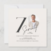 モダン70歳の誕生日フォトマイルストーン 招待状 (正面)