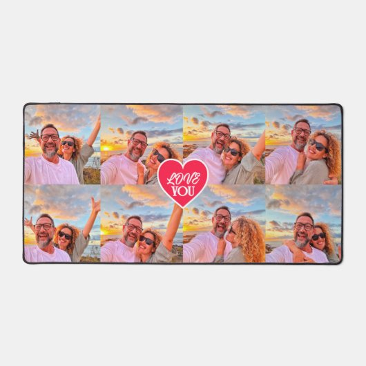 モダン8カスタム-photosハートコラージュ デスクマット (正面)