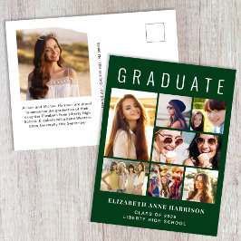 モダン8フォトグリーン卒業 案内ポストカード