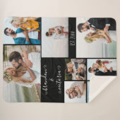 モダン8フォトコラージュエレガントスクリプカスタムト黒 シェルパブランケット (正面(横))