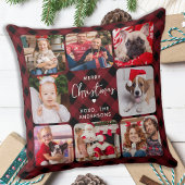 モダン8枚パーソナライズされたホリデーレッドプレイド クッション