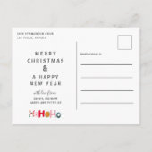 モダン8枚写真入りHo Ho Ho クリスマス ポストカード (裏面)