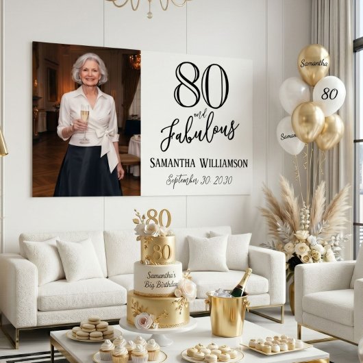 モダン80歳お誕生日おめでとう 名前と日付入り ポスター