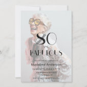 モダン80 & ファビュラス フォト 80歳の誕生日 招待状 (正面)