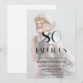 モダン80 & ファビュラス フォト 80歳の誕生日 招待状