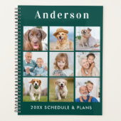 モダン9パーソナライズされたフォトコラージエメラルドグリーン プランナー手帳 (正面)