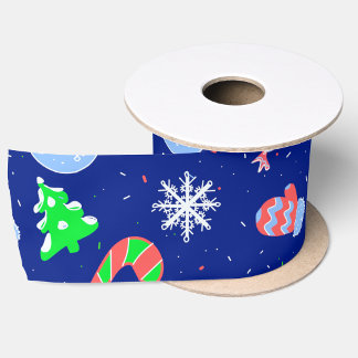 モダン おしゃれ かわいい 高級感あふれる ブルーのクリスマス サテンリボン