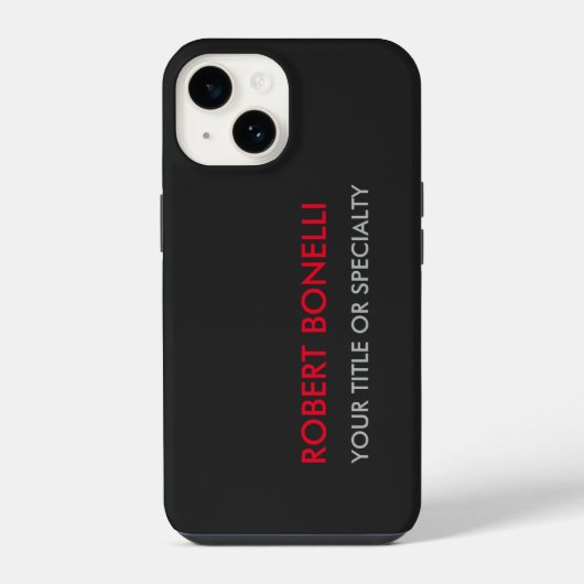モダン おしゃれ グレー 赤 ユニーク 名前入り iPhoneケース (裏面)