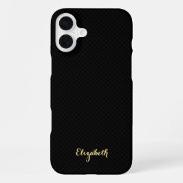 モダン おしゃれ ブラック チェッカー ゴールド モノグラム iPhone 16 PLUSケース