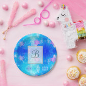 モダン おしゃれ モノグラム パターン | スノー パーティー #2 ペーパープレート (パーティー)