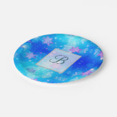 モダン おしゃれ モノグラム パターン | スノー パーティー #2 ペーパープレート (アングル)