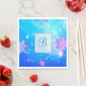 モダン おしゃれ モノグラム 冬の雪の結晶 スタンダードランチョンナプキン (インサイチュ)