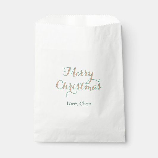 モダン おしゃれ 赤 緑 名前 愛 メリークリスマス フェイバーバッグ (正面)
