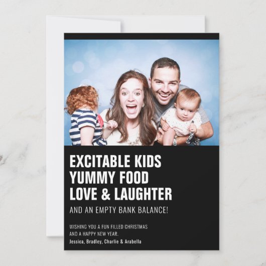 モダン「おもしろい引用文」家族の写真クリスマス シーズンカード (正面)