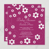 モダン&おもしろい花フローラベビーシャワー 招待状 (正面/裏面)