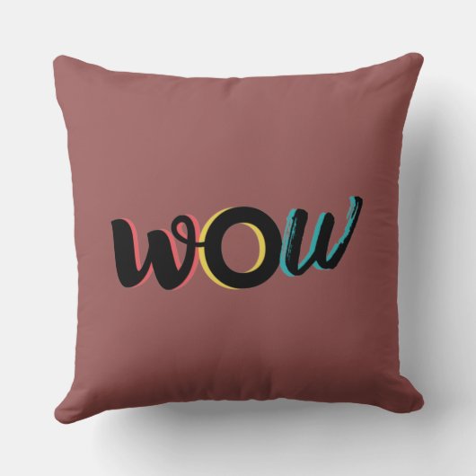 モダン,おもしろい,カラフルタイポグラフィデザインのWow クッション (裏面)
