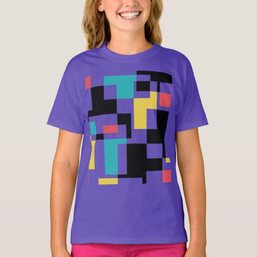 モダン、おもしろい、カラフル幾何学的グラフィックデザイン Tシャツ (正面)
