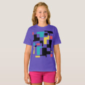 モダン、おもしろい、カラフル幾何学的グラフィックデザイン Tシャツ (正面フル)