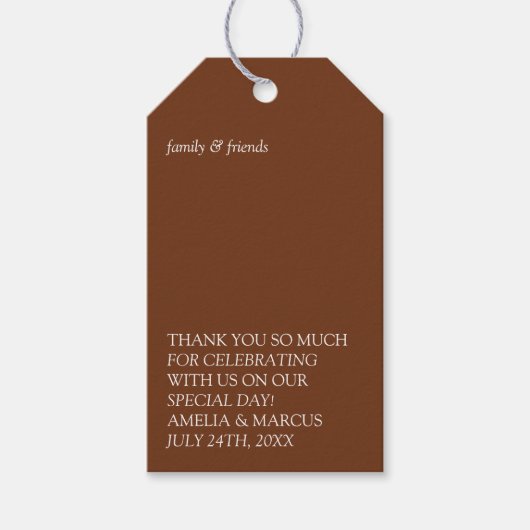 モダン&お洒落タイポグラフィカップルのシャワー ギフトタグ (正面)